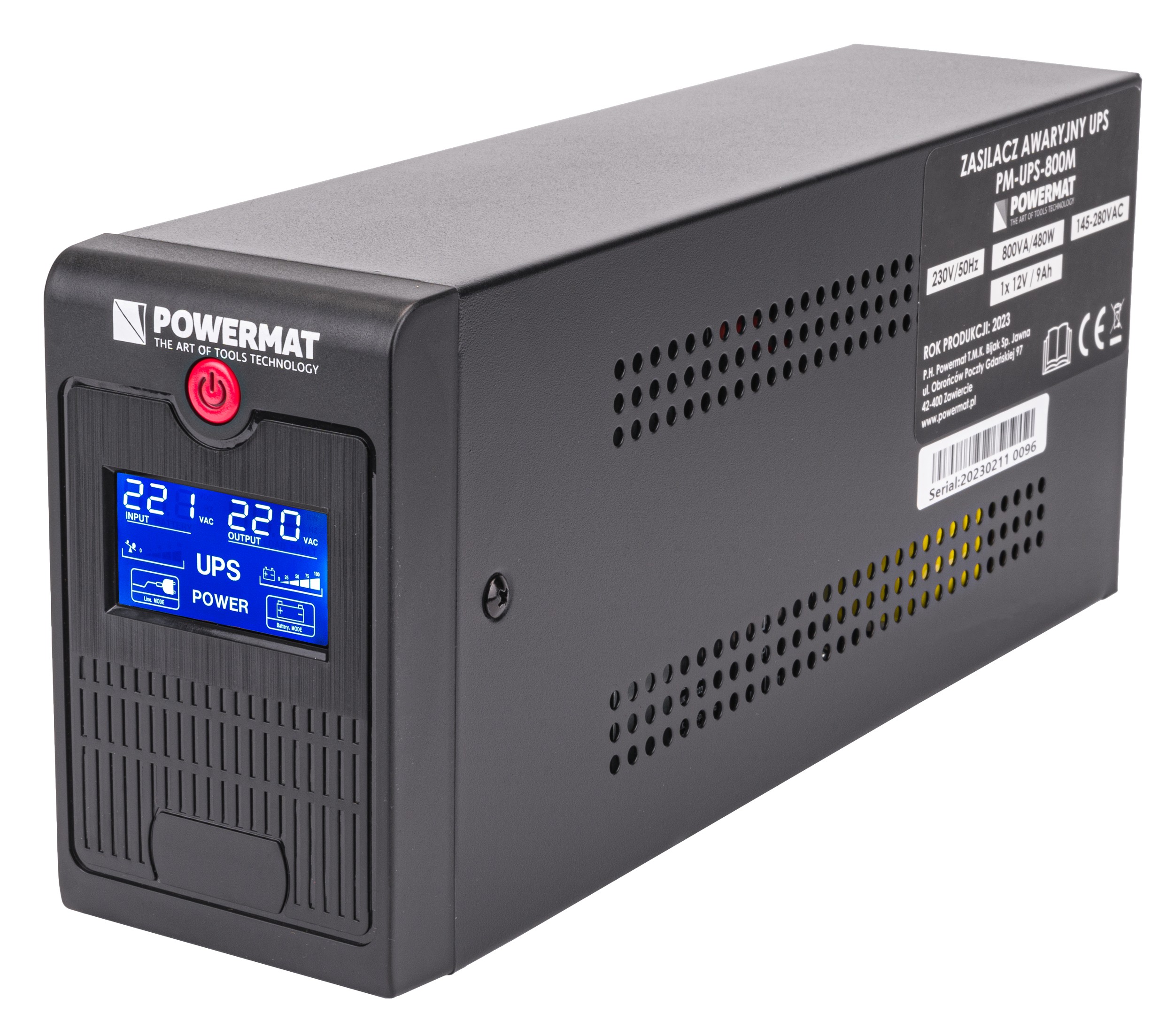 UPS LCD UPS NAPÁJACÍ ZDROJ 800VA 480W 9AH PM-UPS-800M