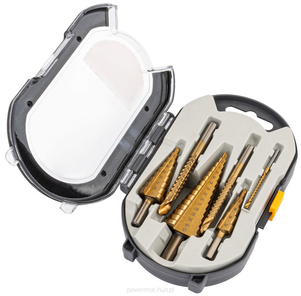 WIERTŁA STOPNIOWE STOŻKOWE (ZESTAW 6el.) 4-30mm HSS PM-ZWSF-6T