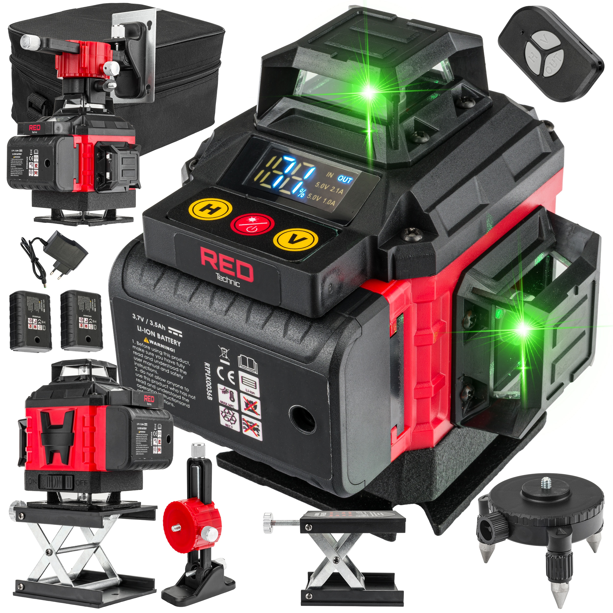 LASEROVÝ KRÍŽOVÝ LASER 4D 360 ZELENÝ RTPLK0036