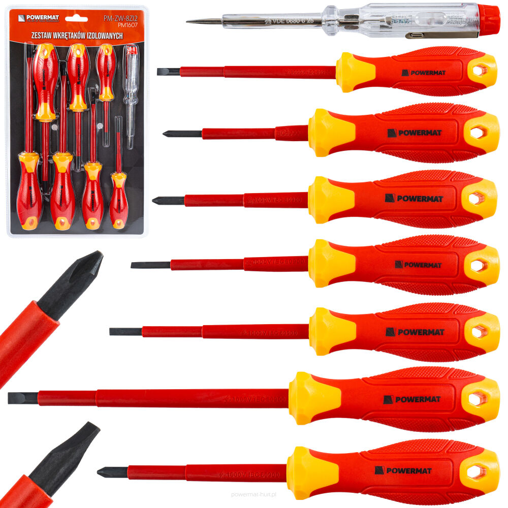 ZESTAW WKRĘTAKÓW IZOLOWANYCH DLA ELEKTRYKA 1000V 8el. PM-ZW-8ZI2